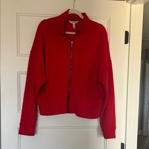 SPANX Red Full-Zip Bomber Jacket